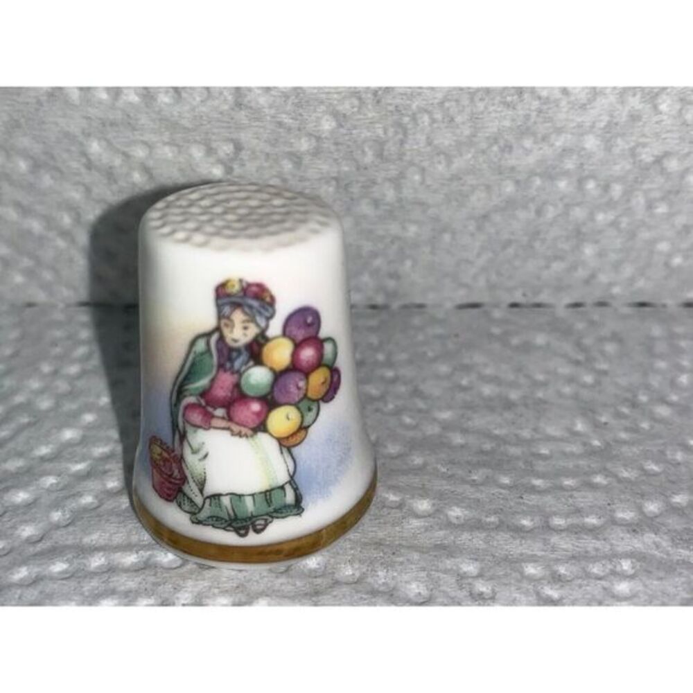 Ceramic Royal Doulton Thimble Fine Bone China England Lady W Balloons